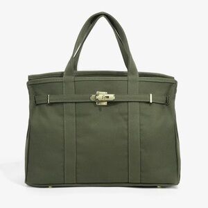Vintage Stylish and Spacious Boatkin Bag in Green with Gold Buckle